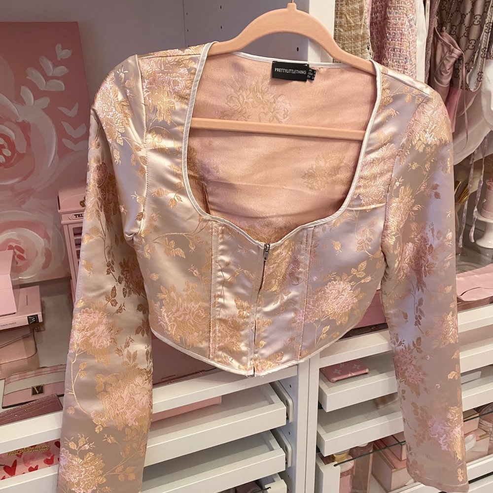 Pink satin crop top